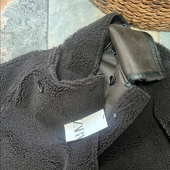 NWT Zara chocolate Brown reversable Coat - Picture 10 of 10